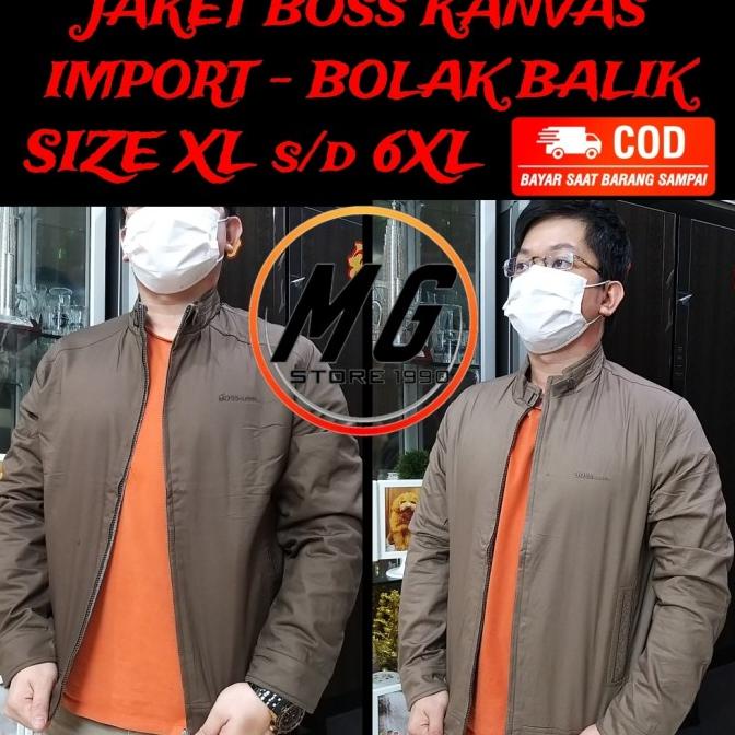 JAKET BOSS IMPORT CLASSIC BOLAK BALIK JUMBO BIG SIZE PRIA MURAH