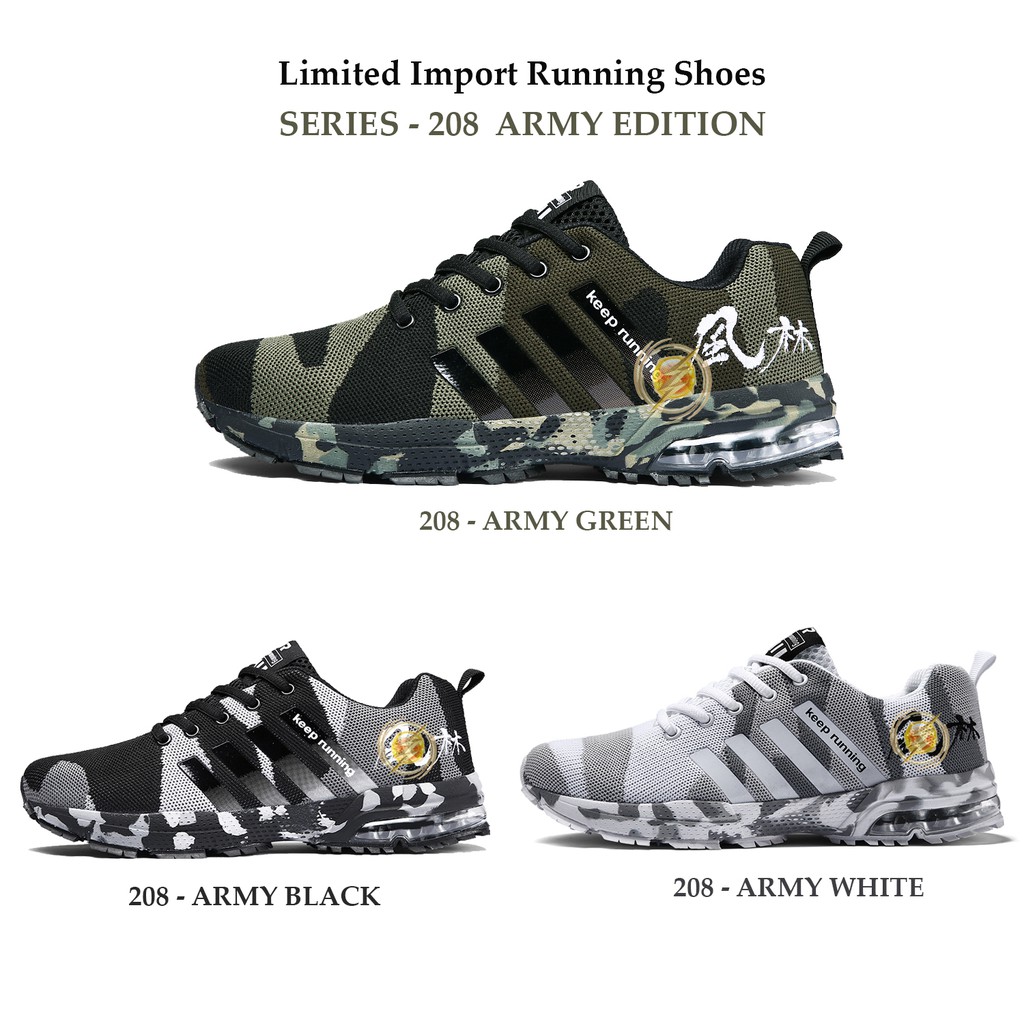 [COD-NOOS] Sepatu Sneakers Fashion Pria - Sepatu Running seri 208 Limited Army Edition