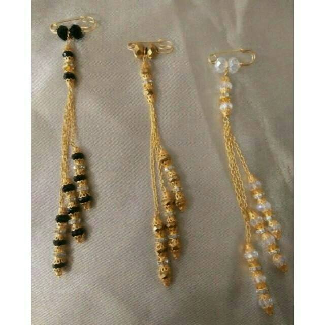 Bros Panjang Emas Hijab Jilbab Kerudung Aksesoris Wanita Model Peniti