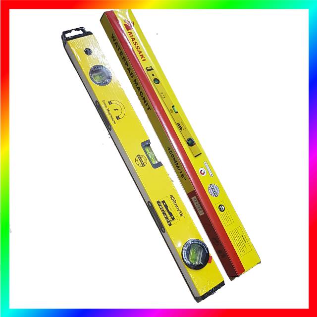 Waterpass kuning extra magnet MASSAKI 12&quot; / 18 &quot; / 24&quot; ( 30cm / 45cm / 60cm )