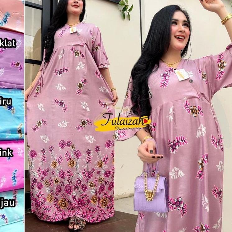 {LHM.25Au22ᴸ} Dress Daster Kimono Panjang Kekinian Semata Kaki Busui Rayon Adem Murah dress ruffle w