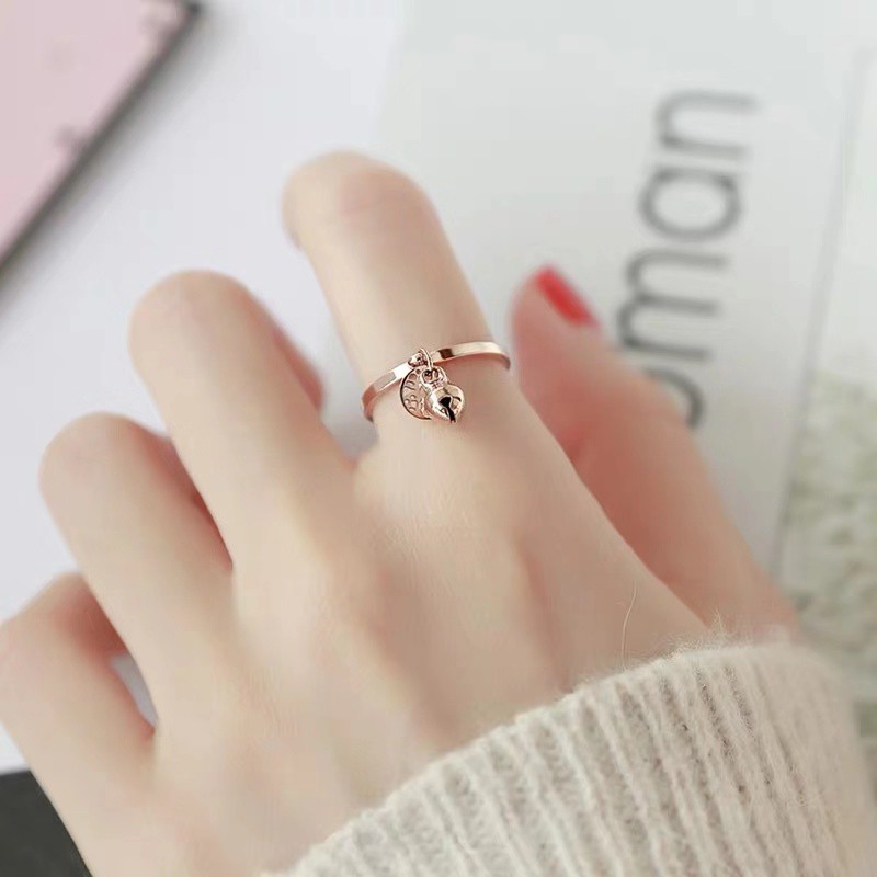 Berlapis 18 K Rose Gold Cincin Perempuan Beruntung Bell Tembaga Koin Cincin/Cincin Cincin/Cincin Bersama/Cincin Ekor