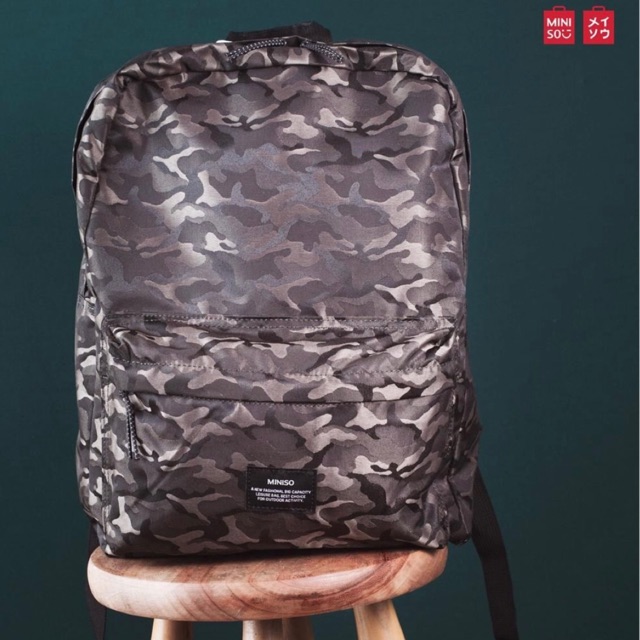 [Termurah] MINISO BACKPACK CAMOUFLAGE ARMY / TAS RANSEL MINISO