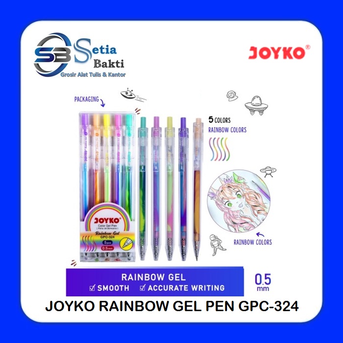 

Pulpen JOYKO Rainbow Gel 0.5 mm GPC-324 1 Pak - 5 Pcs