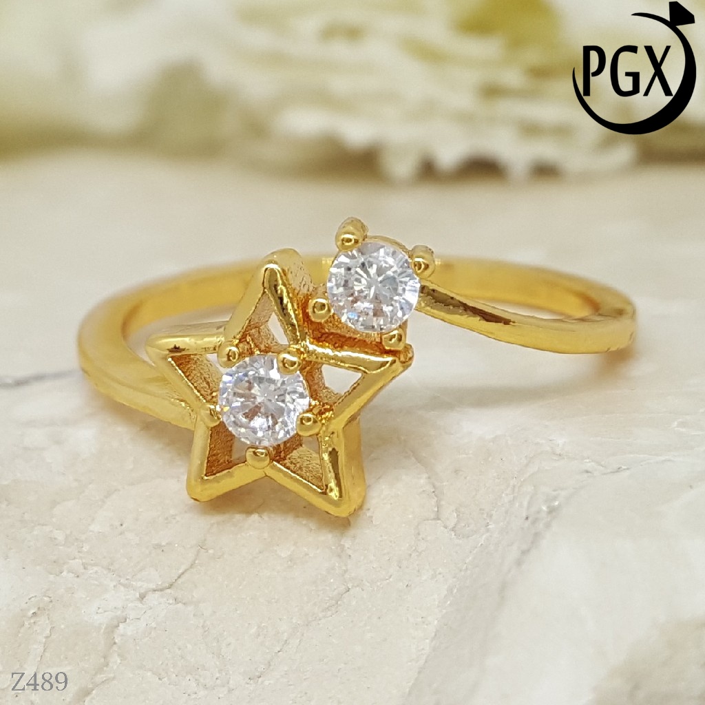 PGX Cincin Xuping Wanita Lapis Emas Aksesoris Perhiasan Fashion Premium - Z489