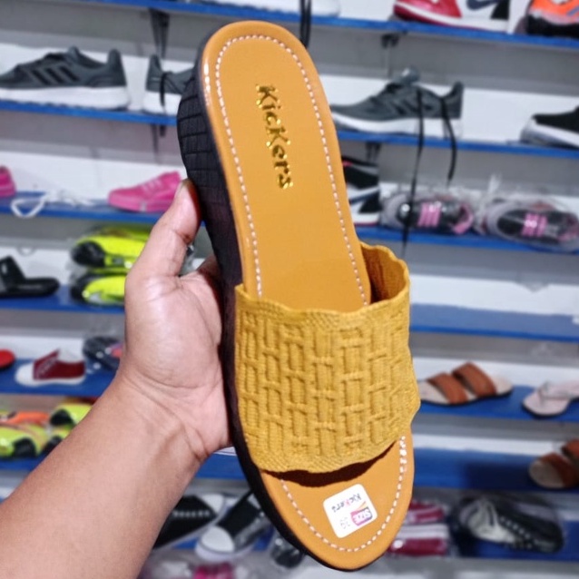 sandal selop rajut cewek HAK TINGGI