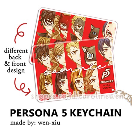 Gantungan Kunci Persona 5 - Keychain Game Anime Akira Ryuji Ann Morgana Yusuke Akechi Makoto Futaba
