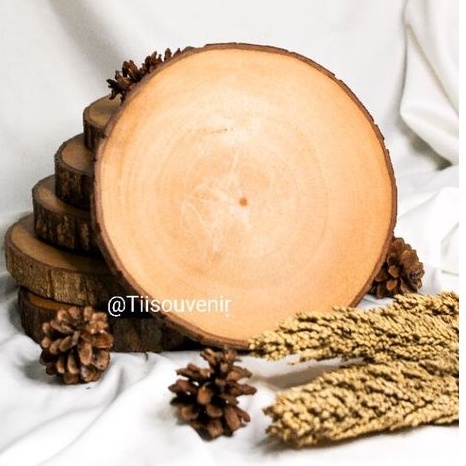 [READY] Tatakan kayu - slicewood - slice wood vernish untuk kayu talenan , dekorasi rustic , ringbox