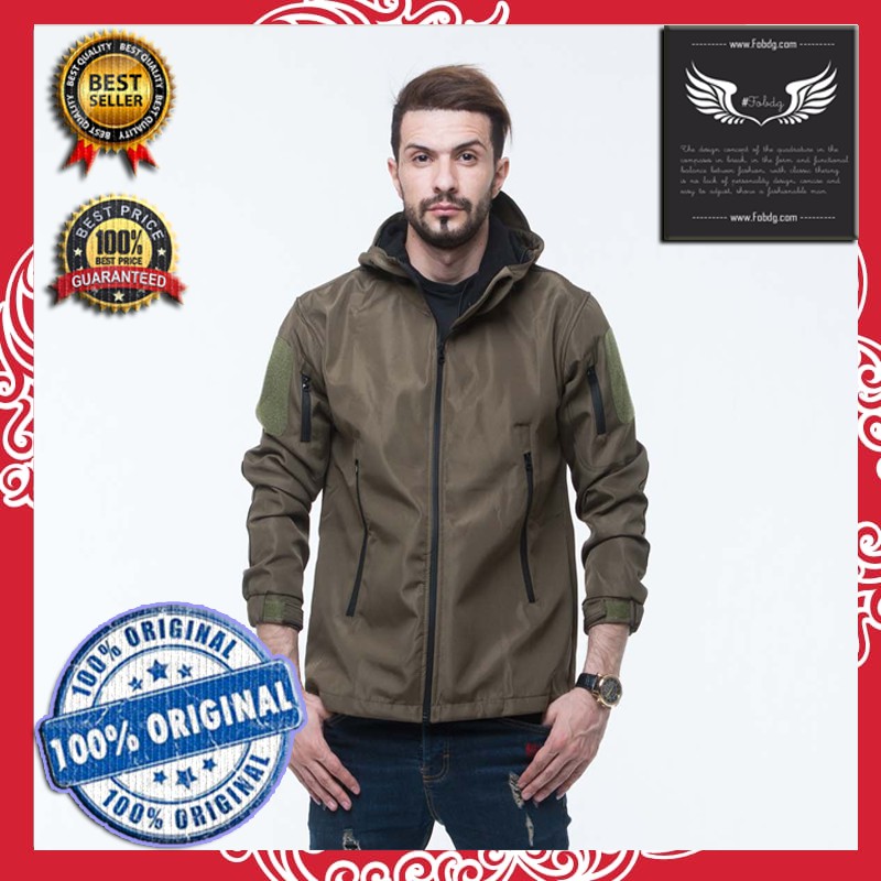 Jaket Bravo Indonesia Import Pak Jokowi Warna Hijau Army Tactical Water Proof Bahan Sharkskin