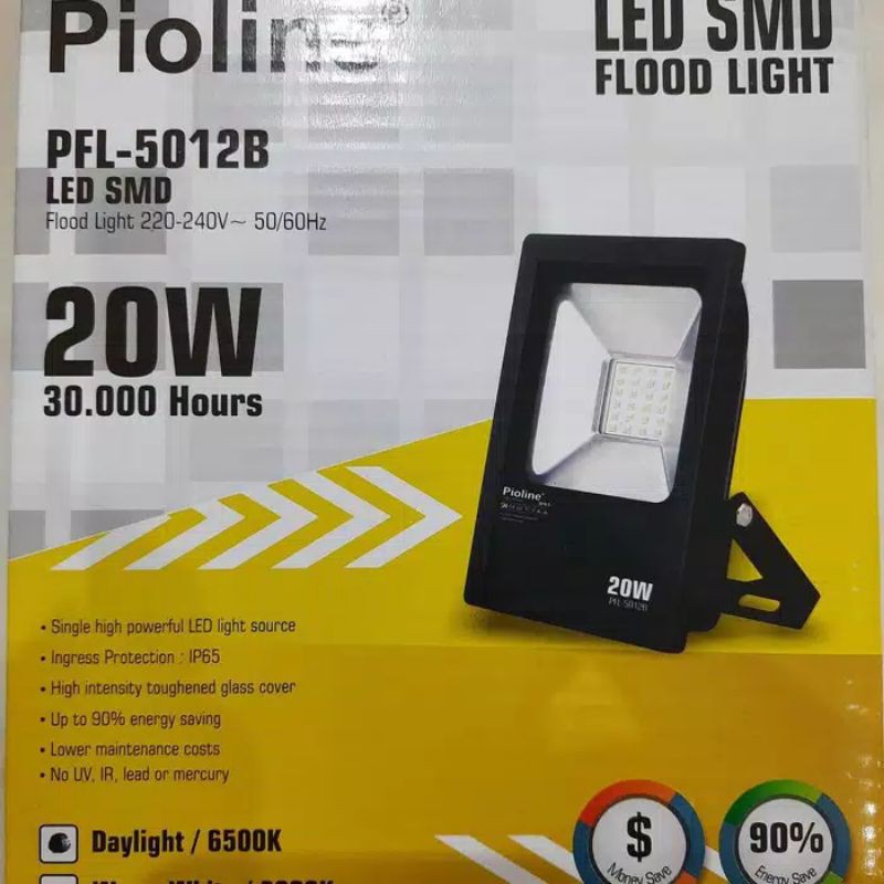 PIOLINE LAMPU SOROT LED 20 W TEMBAK / LED TAMAN / LED FLOOD LIGHT PUTIH / KUNING