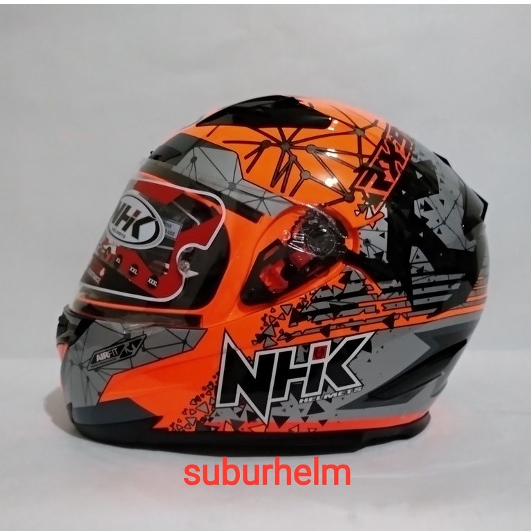 HELM  NHK  RX9  SE   TOXIC   ORANGE  FLOU SILVER     DOUBLE VISOR   FLAT  VISOR  DEWASA  PRIA  WANIT