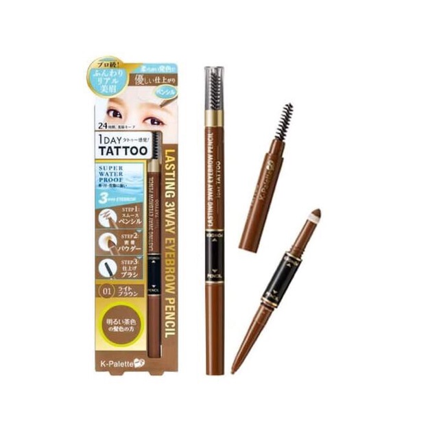 K-Palette 1 Day Tattoo Lasting 3 Way Eyebrow Pencil