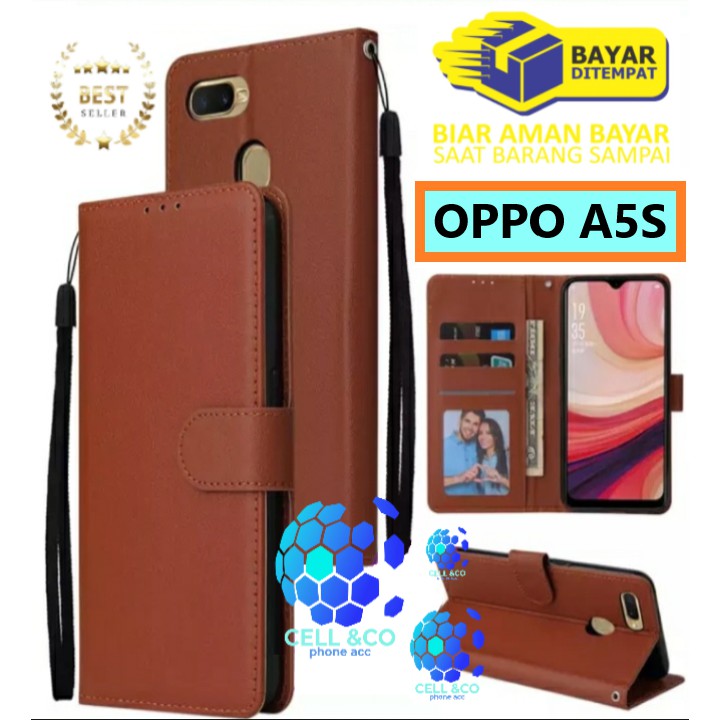 Flip cover OPPO A5S Flip case buka tutup kesing hp casing flip case leather wallet