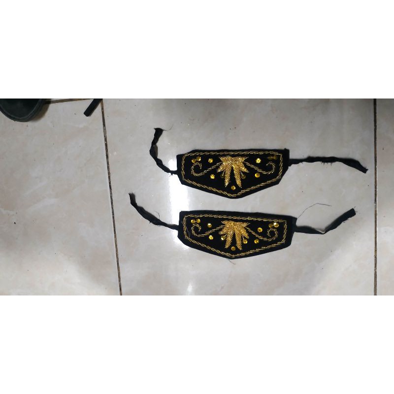 Cakep / Deker Tangan Payet - Sepasang Gelang tangan Bludru Tari -  Sepasang Deker Tangan Wayang Orang