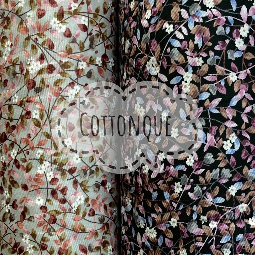 Kain Katun Jepang Motif Ranting Daun Kecil (min pembelian 2x klik)