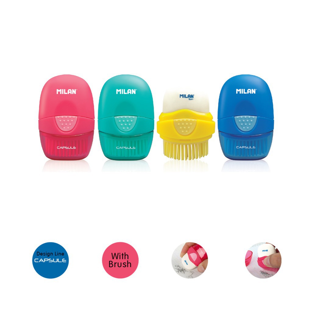 

[BMS Bekasi] Milan Capsule Kombinasi Penghapus Pensil dan Brush - 49001