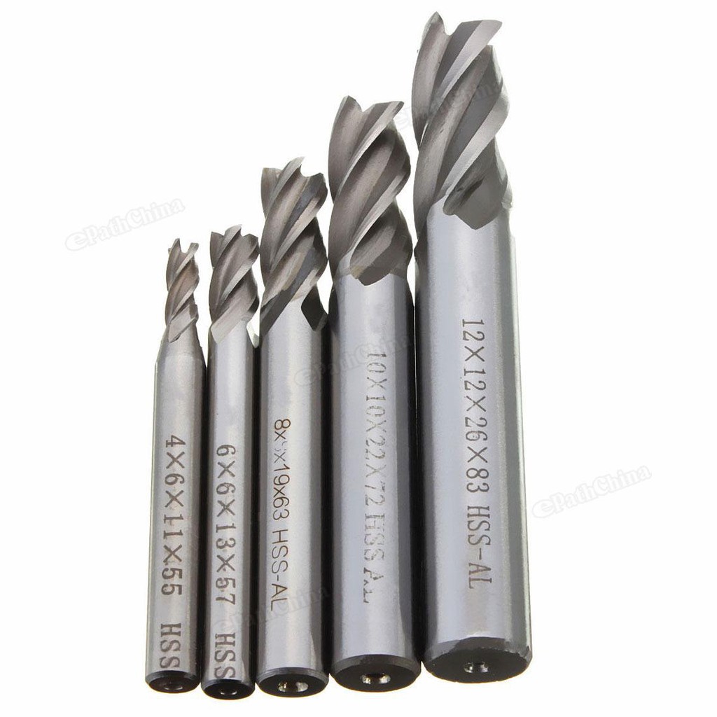 5Pcs Mata Bor CNC Straight Shank 4 Flute End