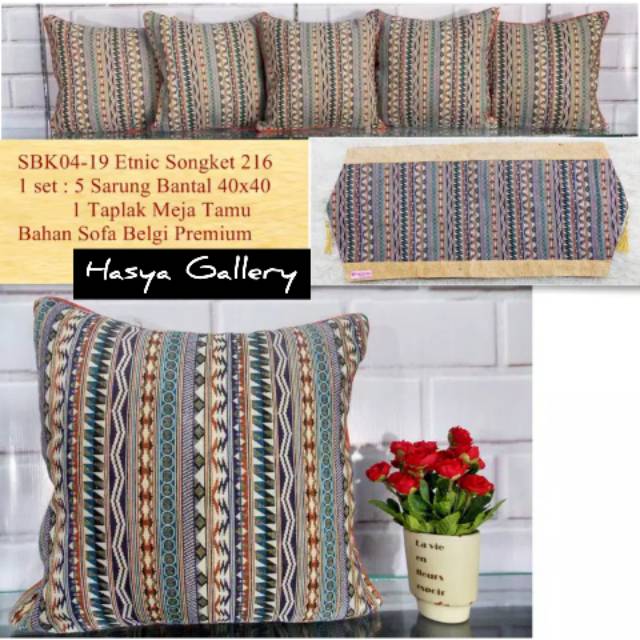 sarung bantal kursi/sofa 1 Set Taplak Etnik songket