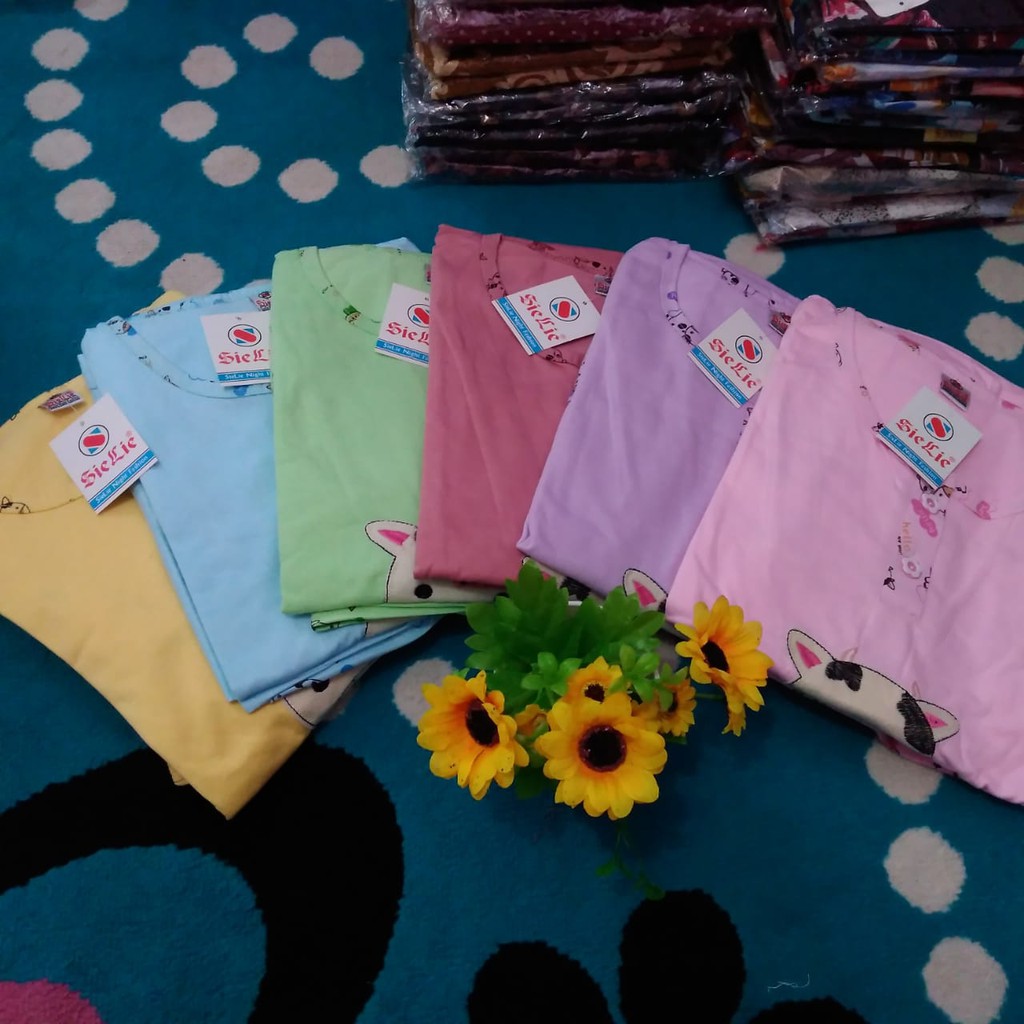 Termurah 3in1 Sie Lie Setelan Baju Tidur Wanita Dewasa Piyama Daily Set Bahan Kaos Tebal Allsize-1
