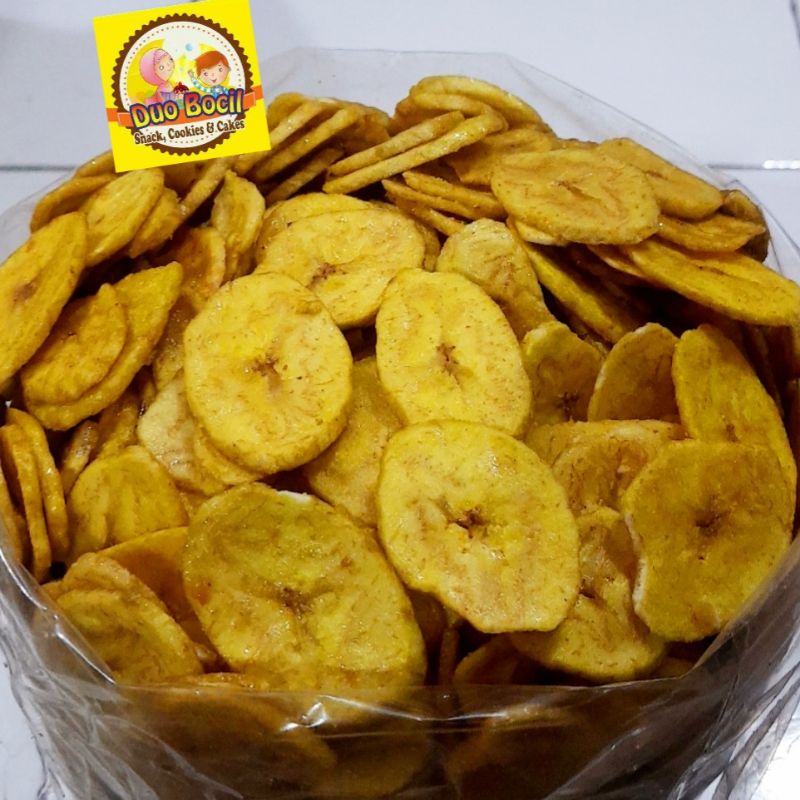 

Keripik Pisang Manis Bulat 250 Gram - Duo Bocil Snack