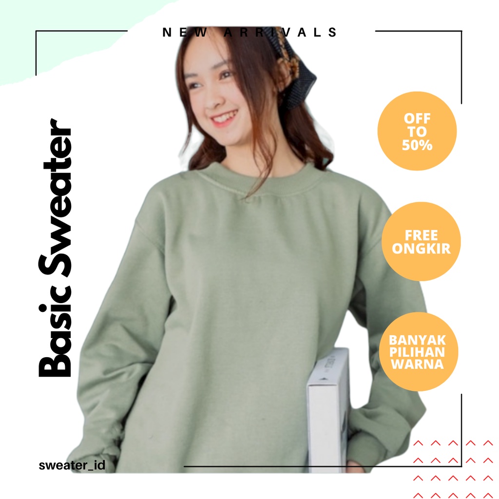 SWEATER_ID Basic Sweater Crewneck Polos Olive Pria Wanita Couple M L XL XXL