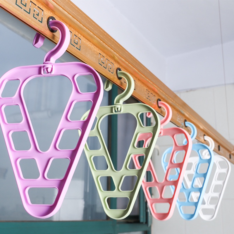 Multifunctional Triangle Nine-hole Hanger / 360° Swivel Laundry Clothes Drying Closet Organizer