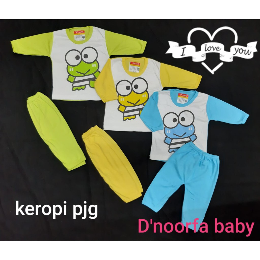 3 Stel Baju Bayi &amp; Anak Tangan Panjang - Baju Bayi Karakter Keropi / Baju Bayi Panjang / Piyama Bayi