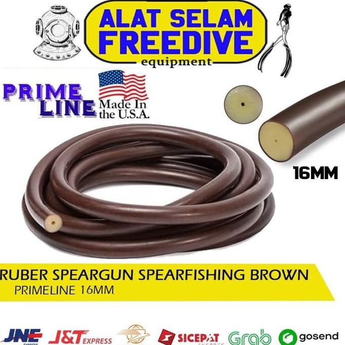 Ready Oke] Karet Rubber Speargun Spearfishing Panah Ikan Primeline Br 16Mm 1Meter - Brown, 16Mm