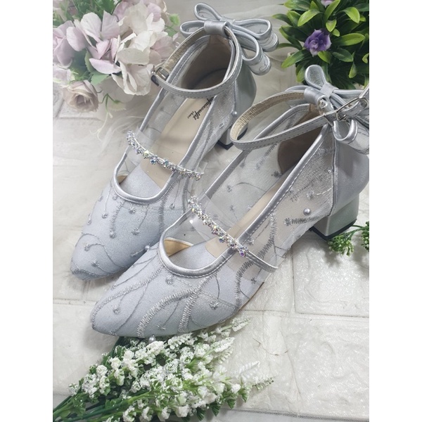 sepatu vilea silver  pita sepatu cantik 5cm tahu