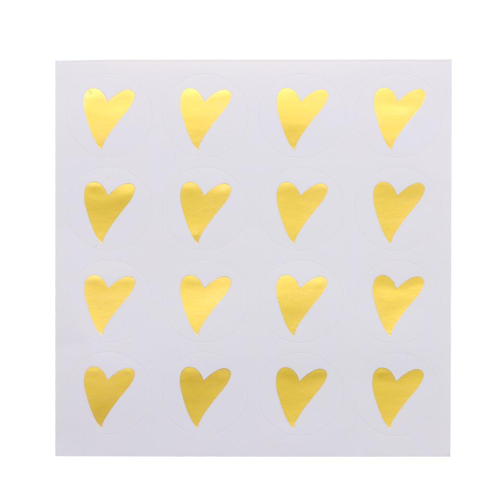 Populer 80 /160pcs Handmade Stiker Perlengkapan Pesta Bronzing Baking Hiasan Bulat Cinta Hati