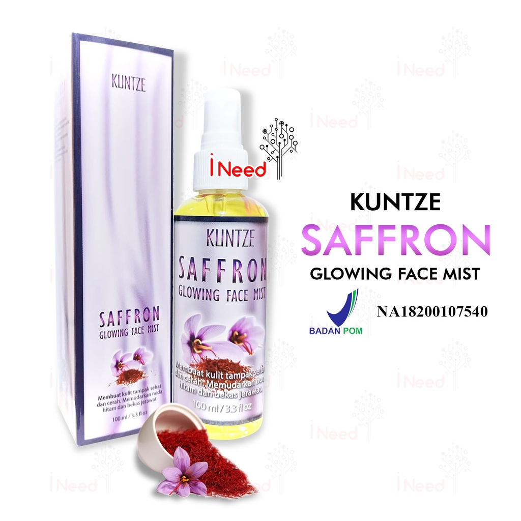 SAFRON FACE MIST PENCERAH WAJAH PENGHILANG BEKAS JERAWAT KUNTZE SAFFRON GLOWING FACE MIST BPOM 100ml