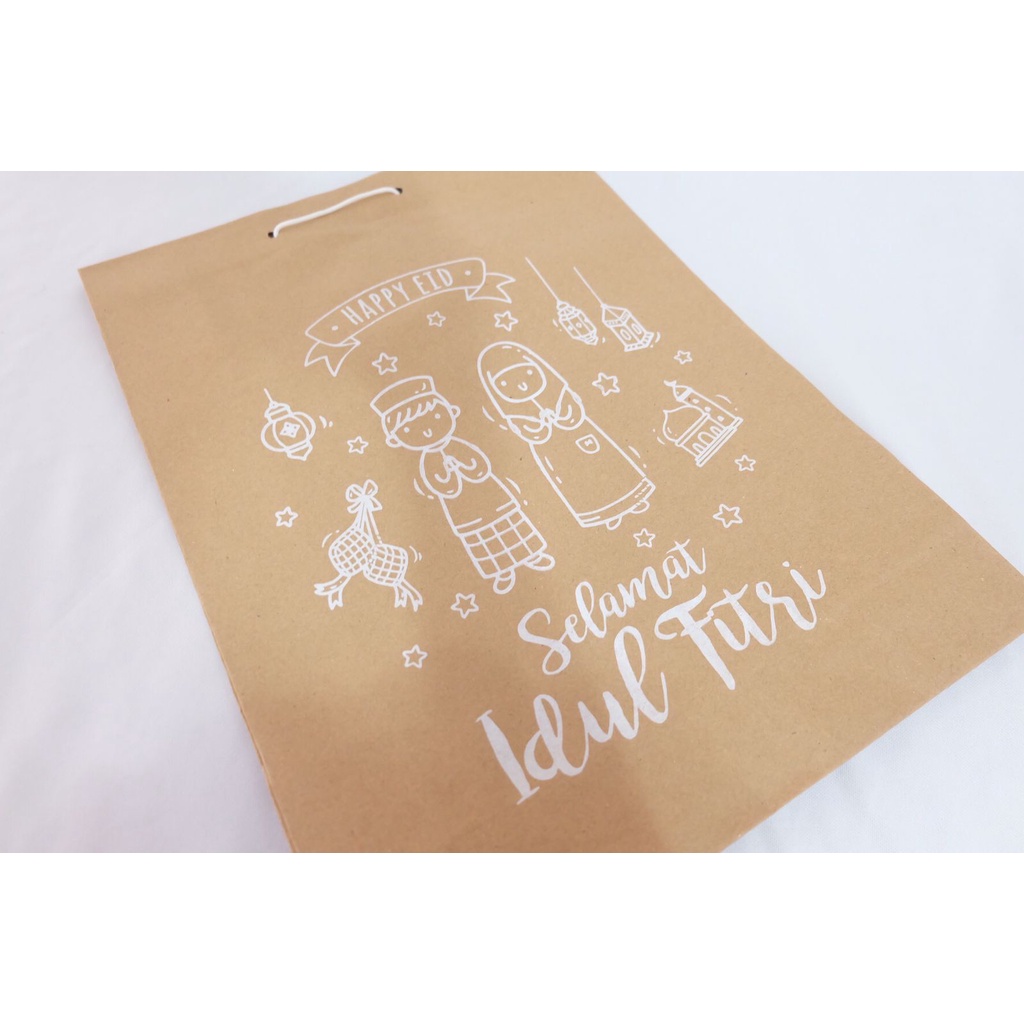 

paperbag coklat idul fitri sablon putih ready stock satuan