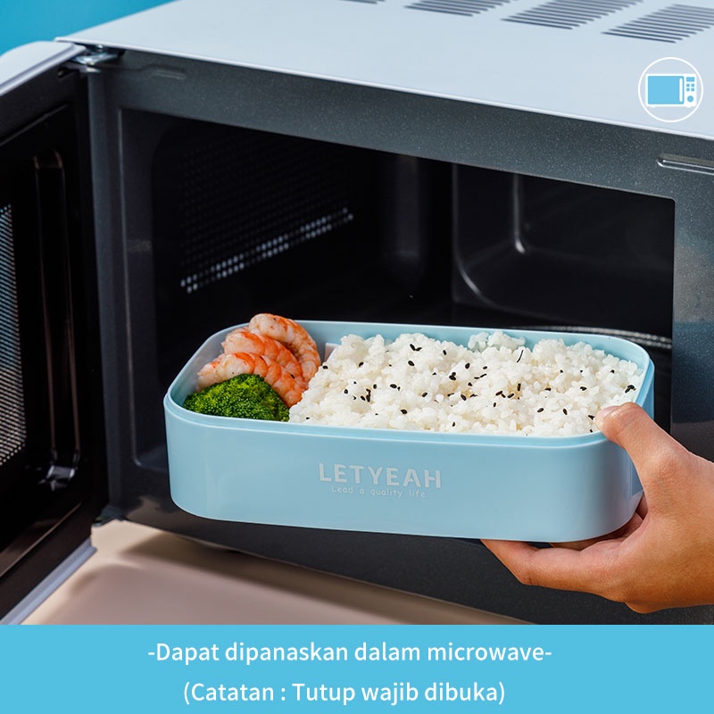 Letyeah &amp; Kaizenliving Lunch box 1600ml kotak makan kotak bekal double-layer kapasitas besar anti bocor / bpa free