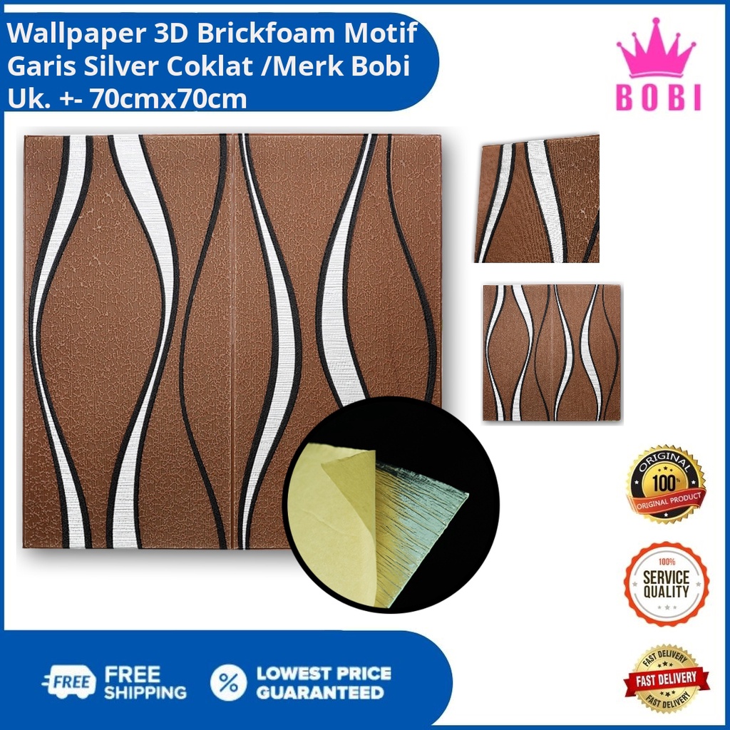 Wallpaper 3D Brickfoam Gelombang Coklat Kode 2023 / Ukuran 70x70cm / Bervariasi Warna