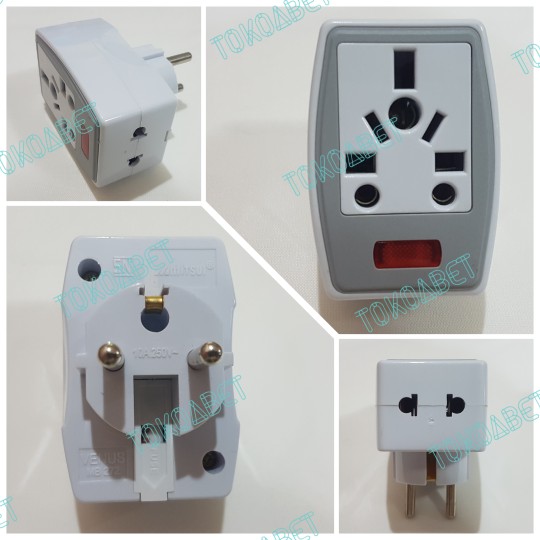 Konektor mesin ayunan POLAR, Colokan kaki 3, steker serbaguna cabang 3, stecker with fuse MITSUI