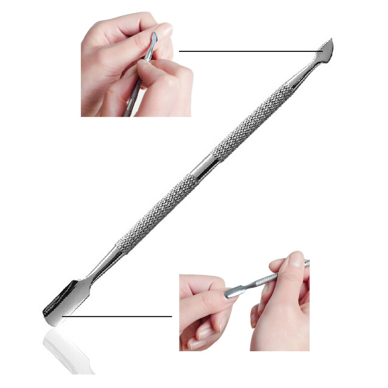 Stainless Steel Cuticle Pusher Kutikula Nail Pusher Remover Pedicure Manicure Alat Pendorong