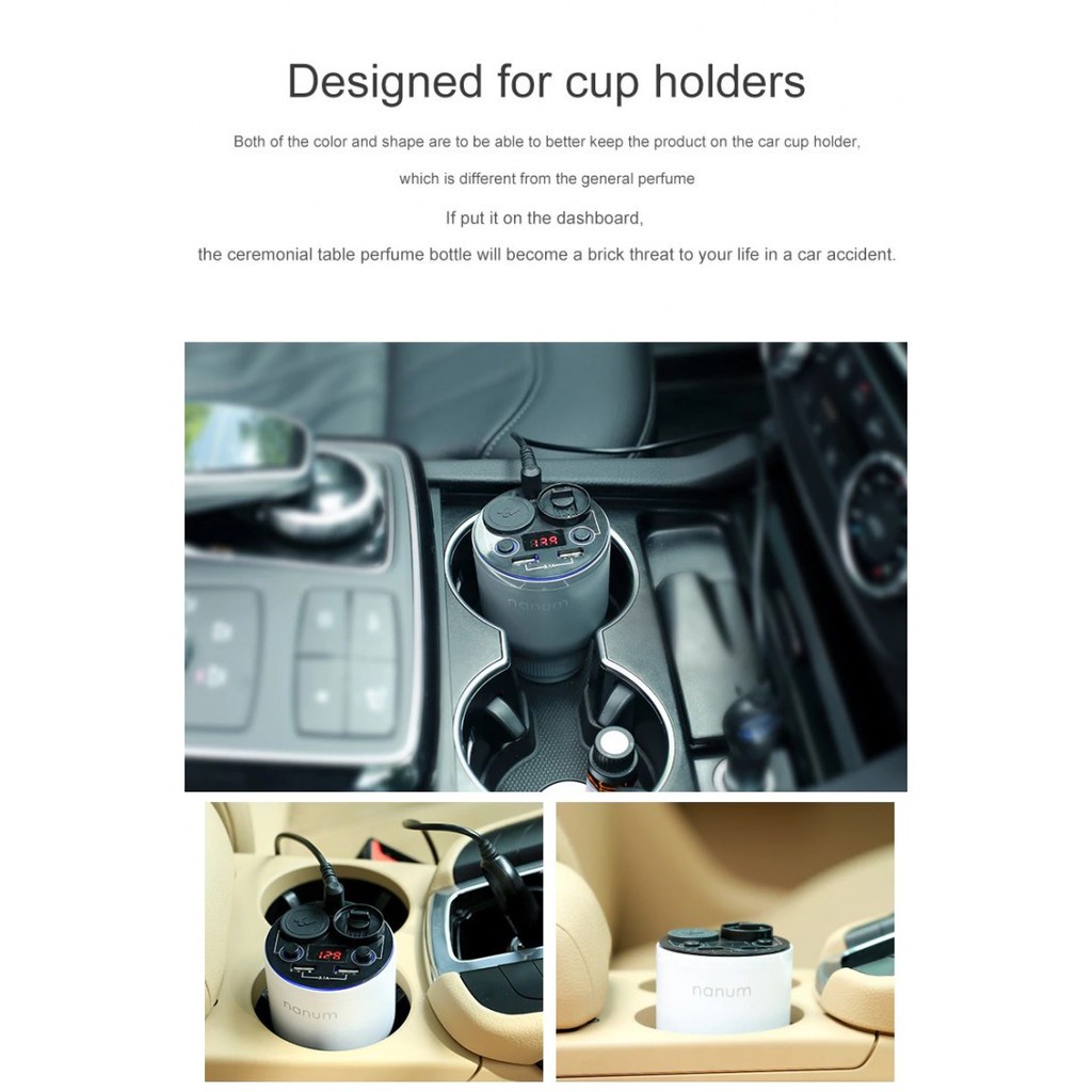 NANUM KGQ01 - Car Aroma Diffuser with Car Charger Lighter and USB Port