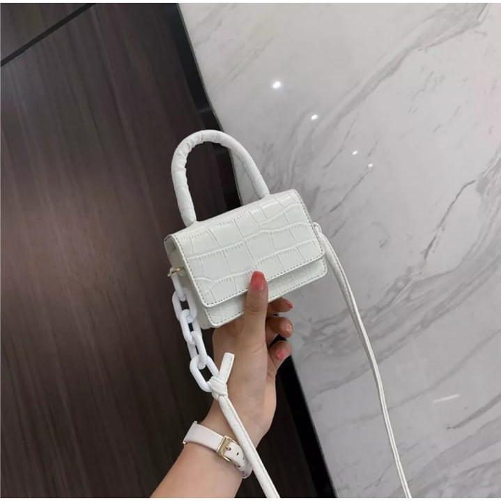 Tas Slempang Mini Wanita / Slingbag Mini Terbaru / Tas Selempang CROCO RANTAI CRISTINE