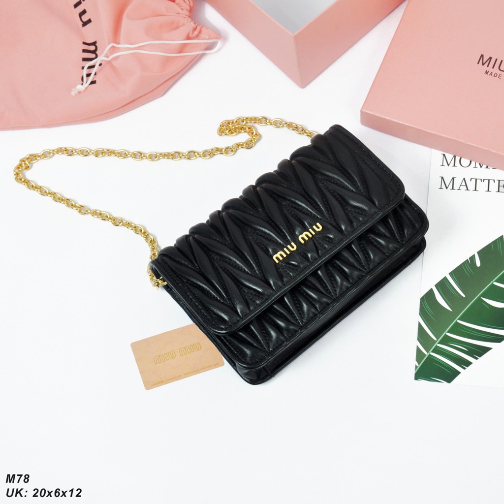 TAS MIU-MIU SHINY LEATHER SLING SMALL TAS FASHION WANITA TAS CANTIK TAS SELEMPANG TAS SANDANG