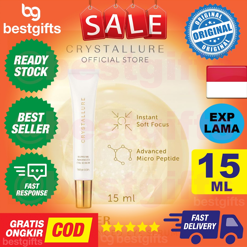 WARDAH CRYSTALLURE SUPREME ADVANCED EYE SERUM FIRMING LIFTING TREATMENT KULIT AREA MATA KENCANG 15 ML