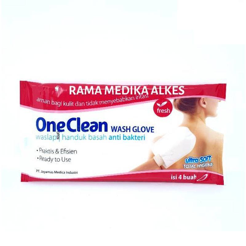 One Clean Wash Glove-Waslap-Handuk Basah Anti Bakteri-OneMed pak isi 4