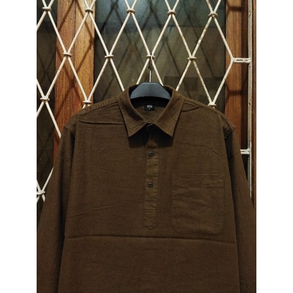 kemeja soft flannel uniqlo second original XL kemeja flanel polos casual pria murah terlaris