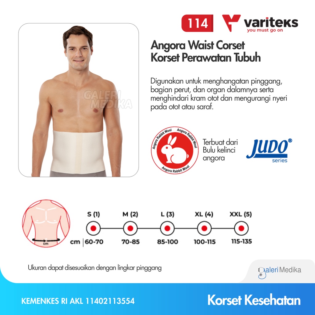 Korset Nyeri Saraf Kejepit Variteks 114 Judo Angora Waist Corset - Korset Kesehatan Menghangatkan Pinggang