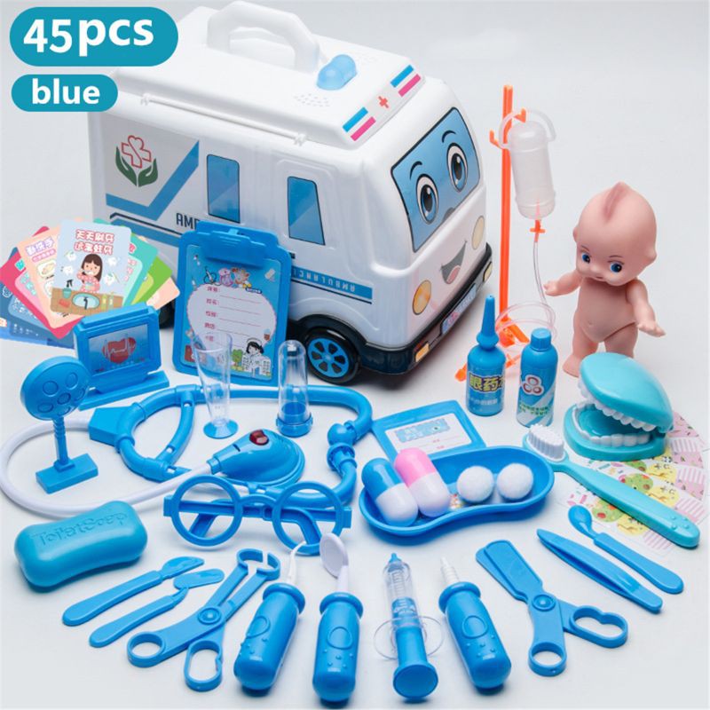 Mary☆ 35/45 Pcs Girls Role Play Doctor Game Medicine Simulation Dentist Treating Teeth