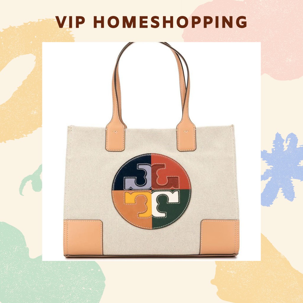 Tas Wanita Tory Burch Ella Color-Block Logo Mini Tote Original