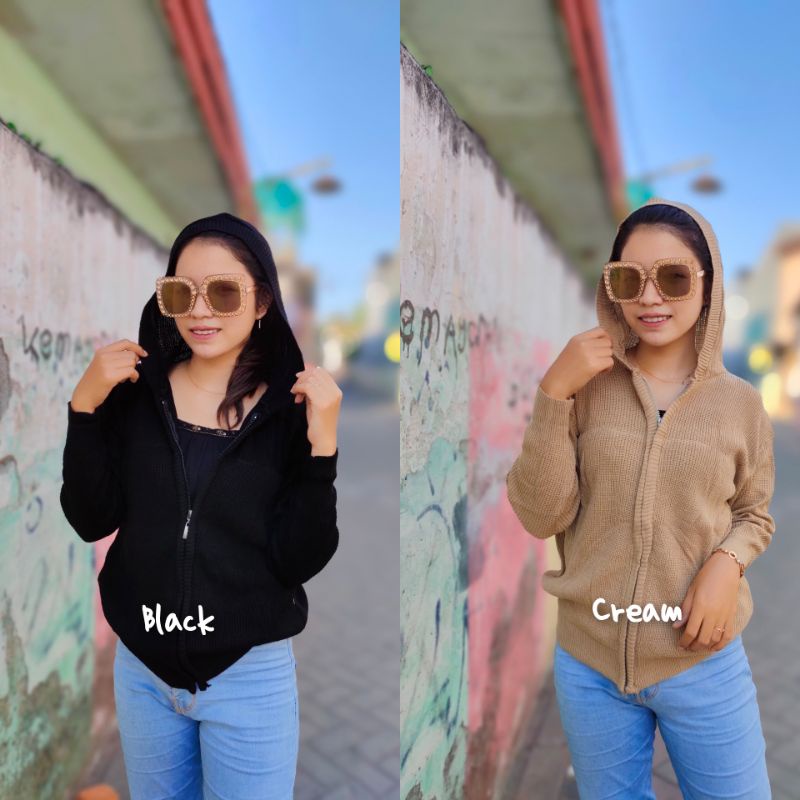 Jaket Rajut Zipper Hoodie Dakyung Knit