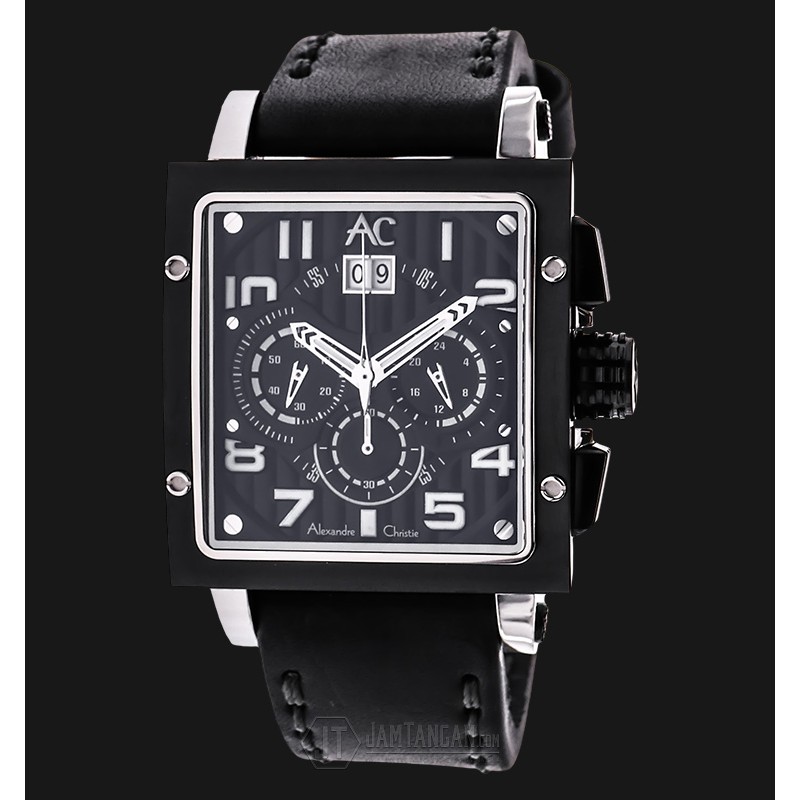 Alexandre Christie AC 6195 MC LTBBABA Man Sport Black Dial Black Leather Strap