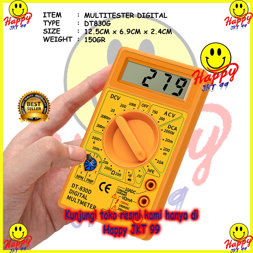 [ HAPPY JKT 99 ] MULTITESTER MULTIMETER AVOMETER TESTER DT830G DT-830G ORIGINAL