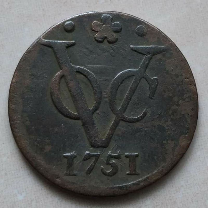 Koin Kuno 1 Doit VOC Holland 1751 Kondisi Bagus Mantap