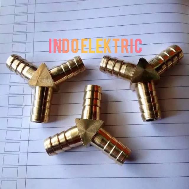 NEPEL CABANG 3 KUNINGAN SELANG  GAS-NEPLE CABANG Y3/8&quot; INCH - CABANG T